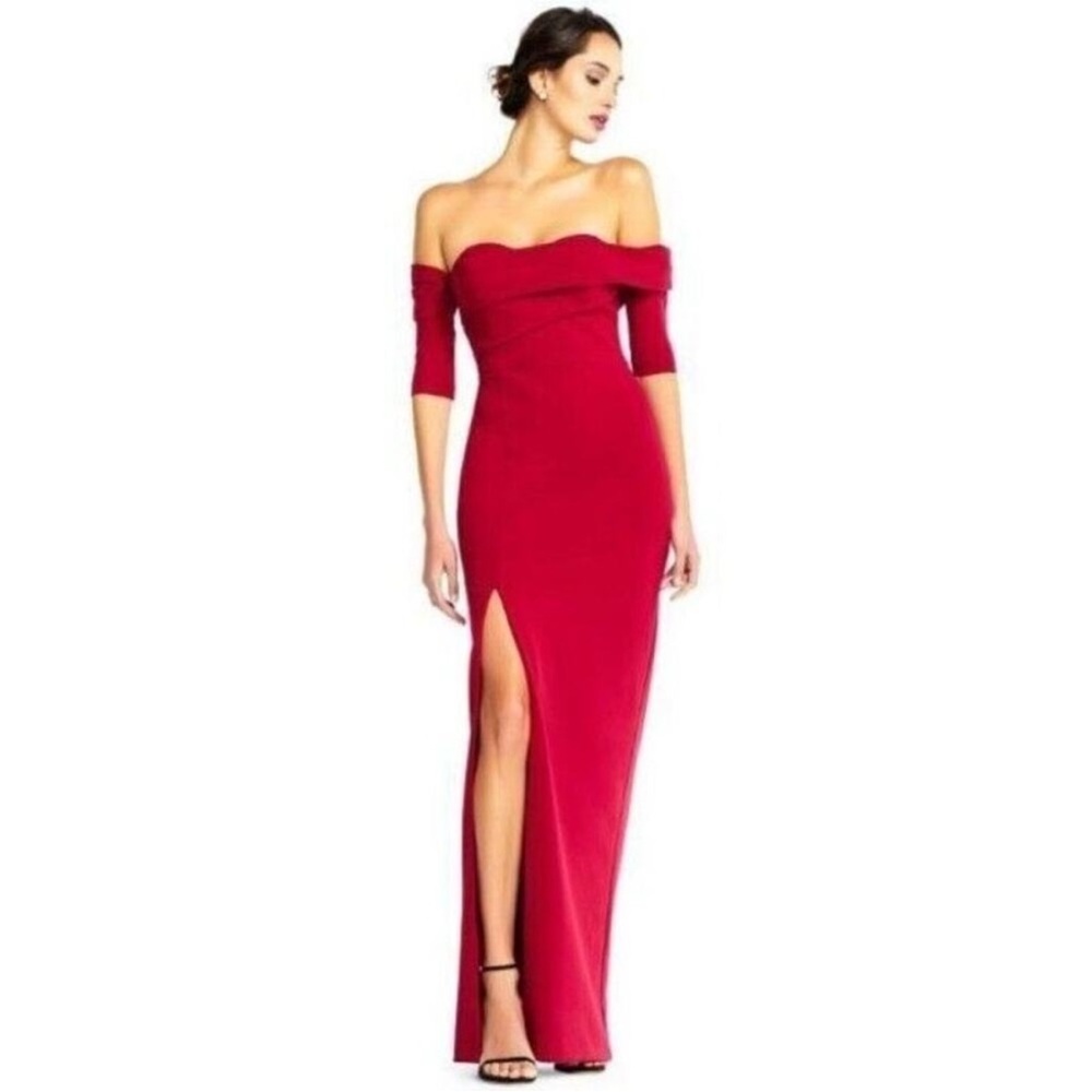 NWT Aidan Mattox Off the Shoulder Ruched Red Gown Women’s Size 4
